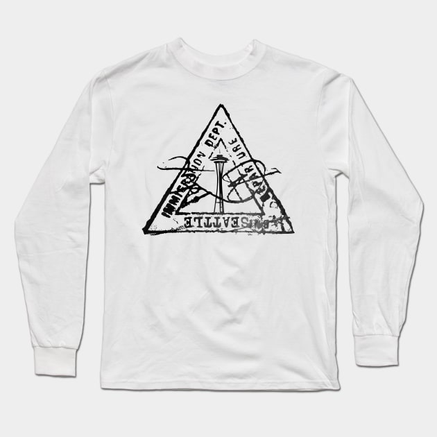 Seattle Passport Stamp Long Sleeve T-Shirt by KnuckleTonic